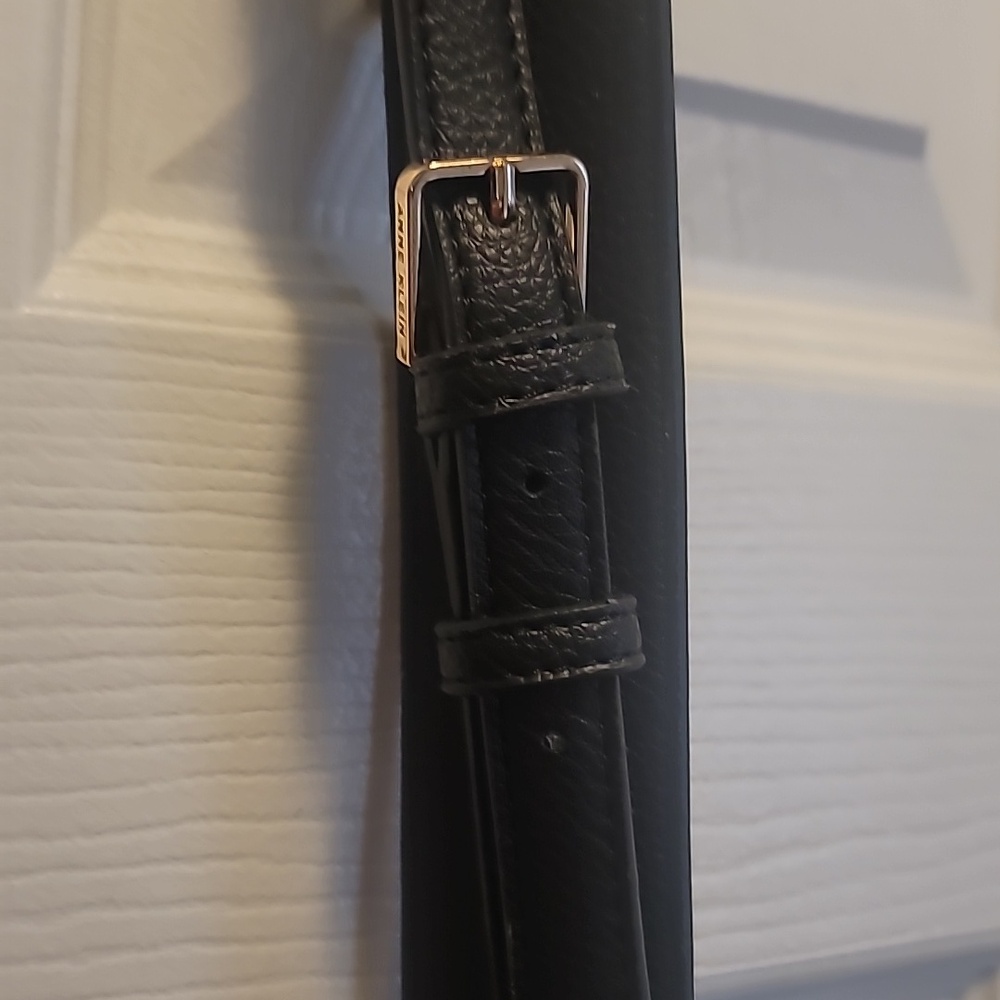 Anne Klein Black 3 Strap Small Saddle Bag Pebbled Faux Leather Crossbody - Picture 5 of 11